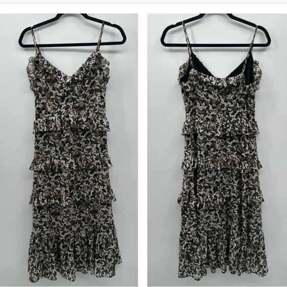 M MICHEAL KORS BUTTERFLY tiered spaghetti maxi fairycore dark romantic  dress S - Picture 2 of 10